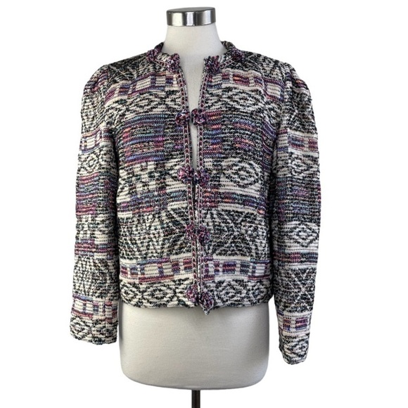 ZARA Jacquard Tweed Cropped Jacket size L - Picture 10 of 13